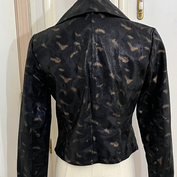 Rock & Republic Foil Motorcycle Jacket Snake Print Full Zip Biker Jacket S - Picture 6 of 13